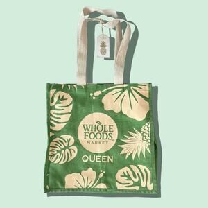 Whole Foods Tag Aloha Hawaii Reusable Queen Tote Bag Soft Handle Organic Cotton